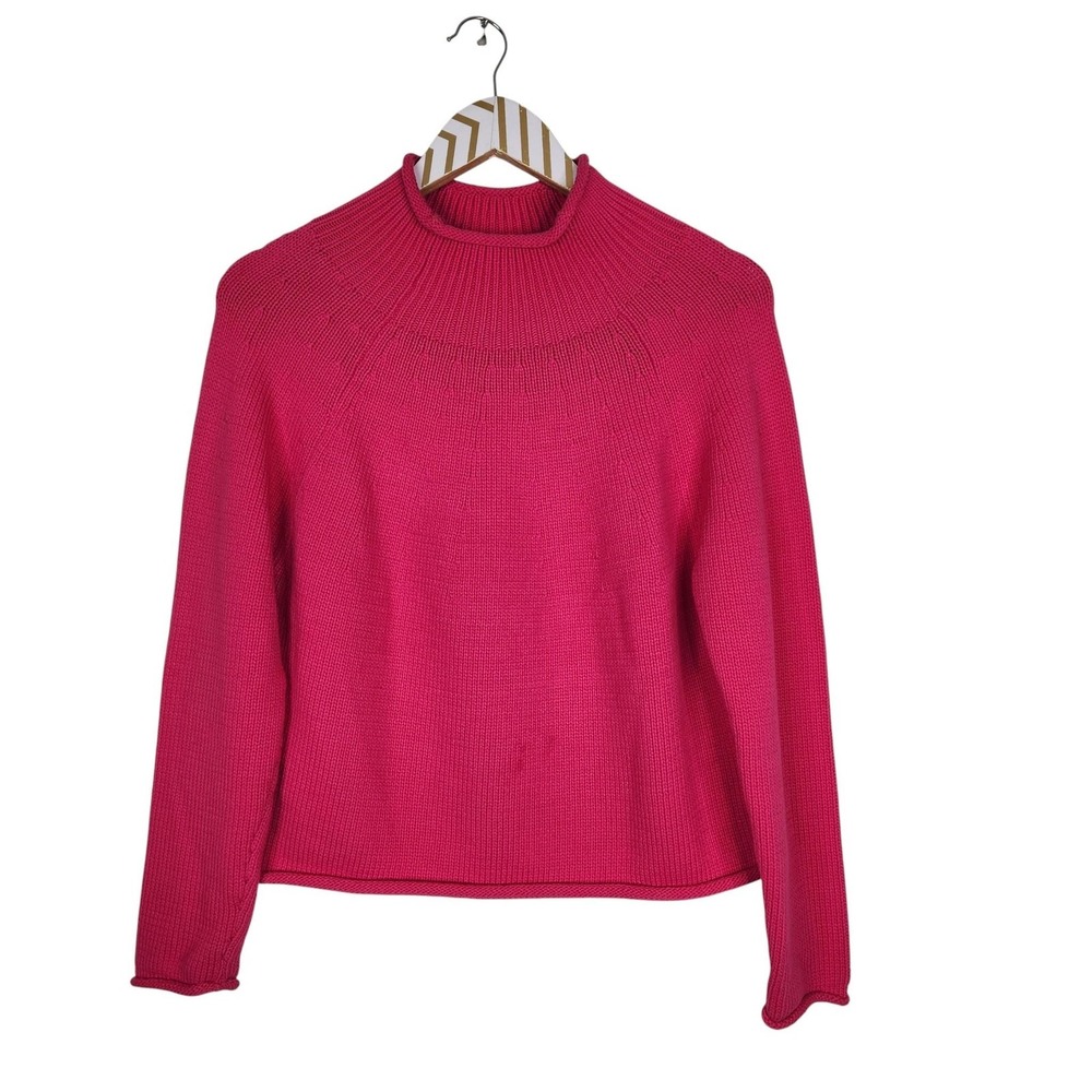 J. CREW Sweater Womens XXS Pink Cotton-blend Rollneck Sweater Mock Neck